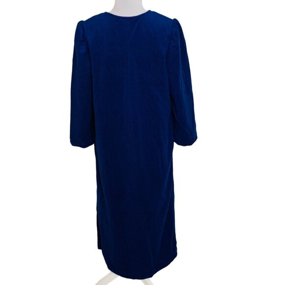 Appel Southwestern Blue Robe Petite Size M Retro Style Embroidered VTG Bathrobe - Picture 3 of 14